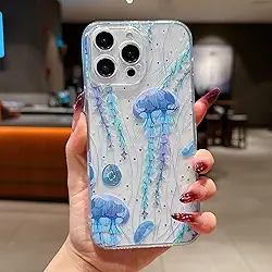 Capa compatível com iPhone X/XS (proteção contra quedas de grau militar de 3 metros), com design de água-viva, capa à prova de choque de TPU 34Jellyfish-X/XS