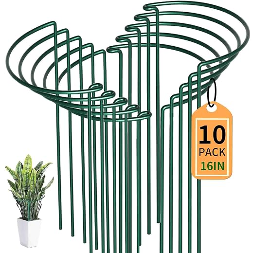 TCBWFY 10 Pack Plant Support Stakes for Peony,10" Widex16 High Heavy Duty Peony Cages and Support,Metal Peony Supports for Outdoor Indoor Plants,Plant Supports for Peony,Tomatoes,Hydrangea,Rose