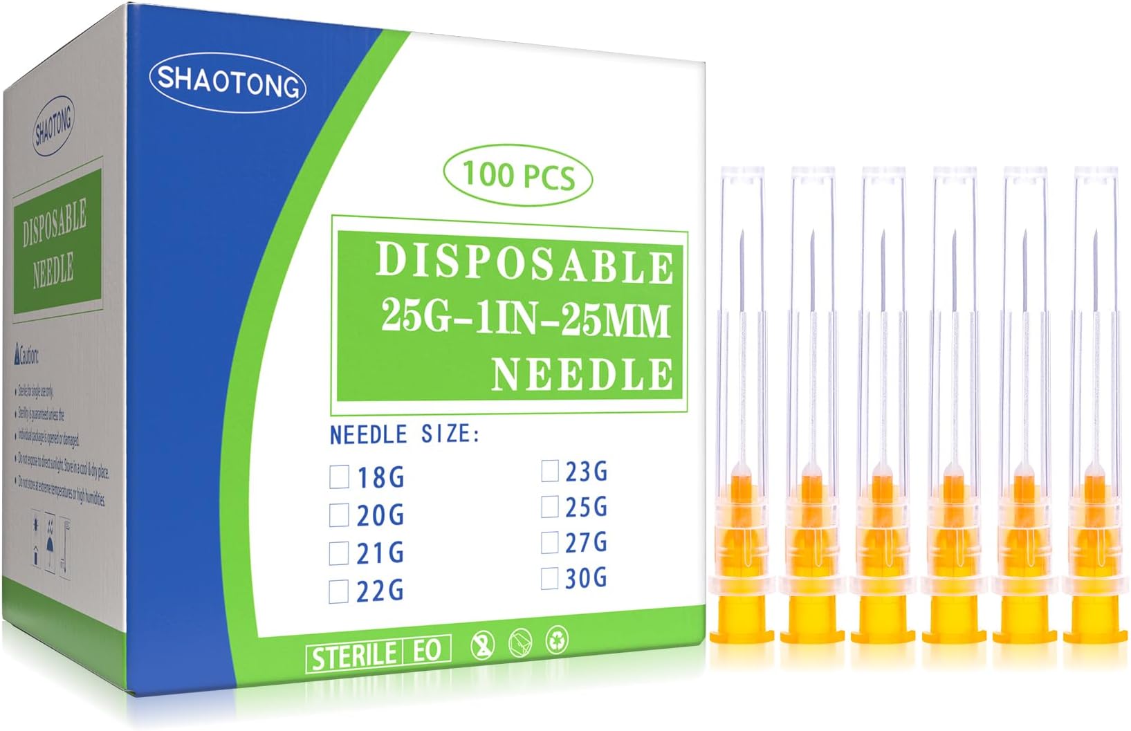 SHAOTONG 25 Gauge 1 Inch Luer Lock Accessories Disposable Lab Supplies, Pack of 100