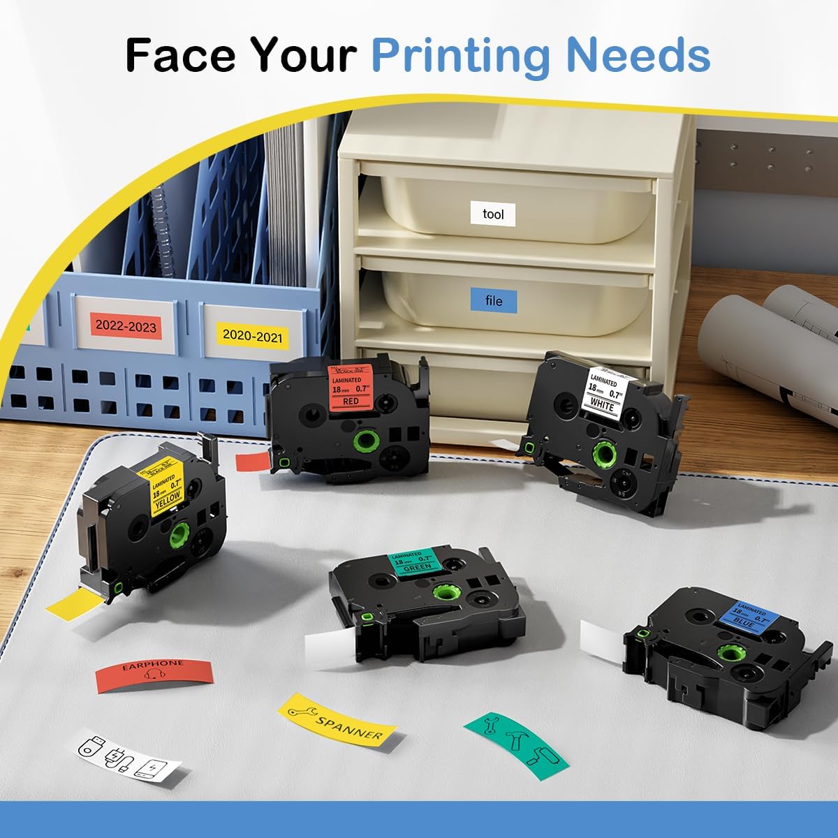 Labelife TZe TZ Tape 18mm 0.7" Laminated Compatible with Brother P Touch Label Tape 3/4 Inch TZe-241 TZe-441 TZe-541 TZe-641 TZe-741 for PTD410 PTD400 PTD610BT PTD600 PTP710BT PT-1880,5 Color - Image 4