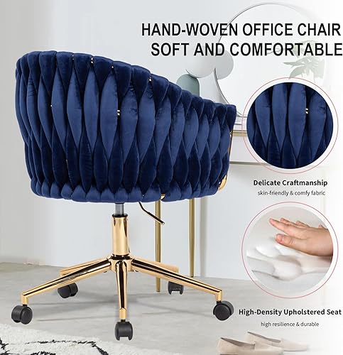 Miniatura 4 de Silla de oficina de terciopelo con respaldo, sillas de tocador con ruedas, silla de escritorio giratoria de terciopelo de 360, silla de acento para