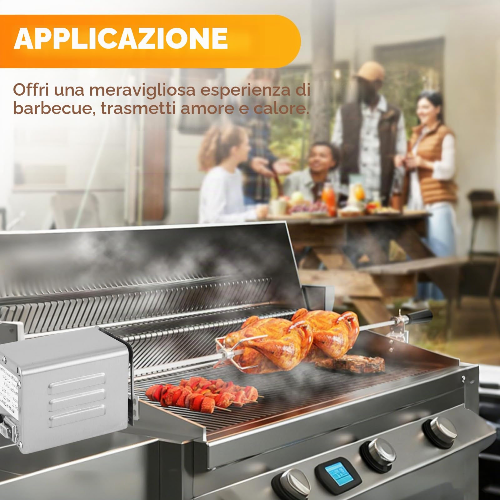 YJINGRUI Motore in Acciaio Inox per girarrosto, 15W 40 kg, Motore girarrosto per Grigliare Pollo, Maiale, Kebab (220V AC)