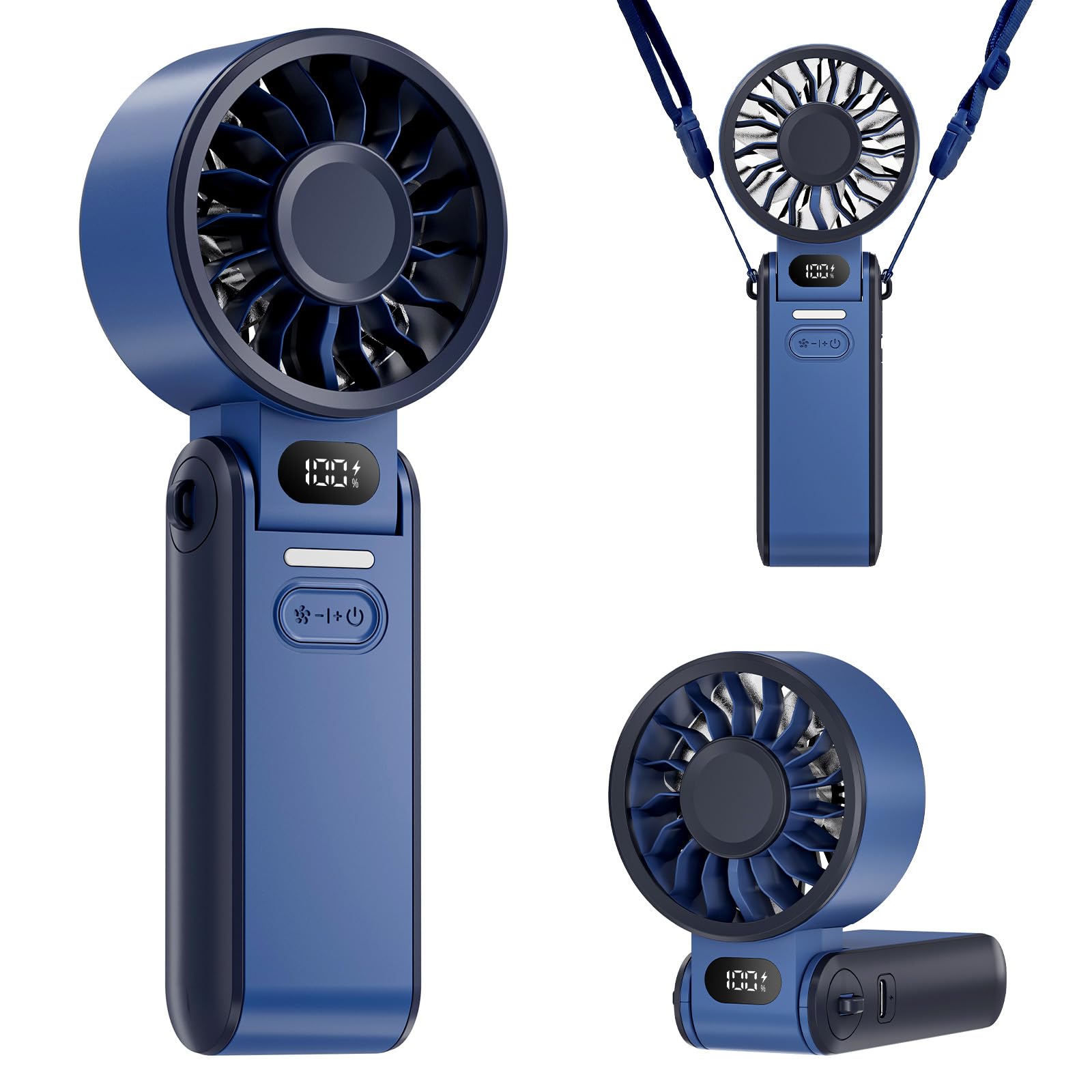 LIPETY Portable Turbo HandHeld Fan - Mini Hand Held Fan 4000mah Battery Operated USB Rechargeable Personal Foldable Powerful Fans for Travel Camping Outdoor Office School Home
