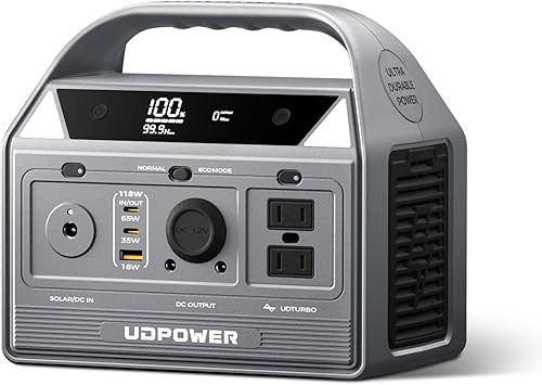UDPOWER C400 256Wh Portable Power Station | 400W (800W Surge) Pure Sine Wave AC Outlet + PD3.0 USB-C | Solar Generator for Camping, Emergencies, CPAP