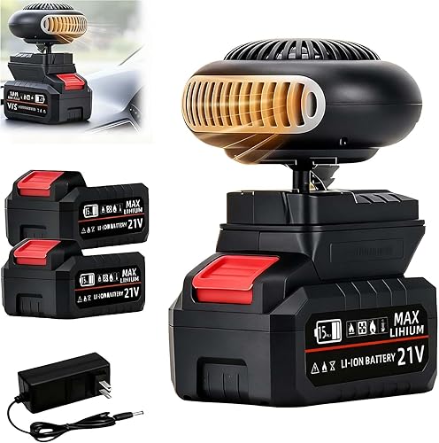 Miniatura 1 de Calentador portátil con pilas, calentador de espacio recargable de 1500 mAh para automóvil, calentador de carrito de golf, calentador de campamento