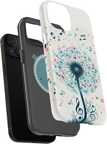 Dual-Layer Phone Case for Apple iPhone 12, Music Notes Print, Tough Outer Shell with Soft TPU Lining, Maximum Protection, Full Body Graphic Wrap, Print in USA