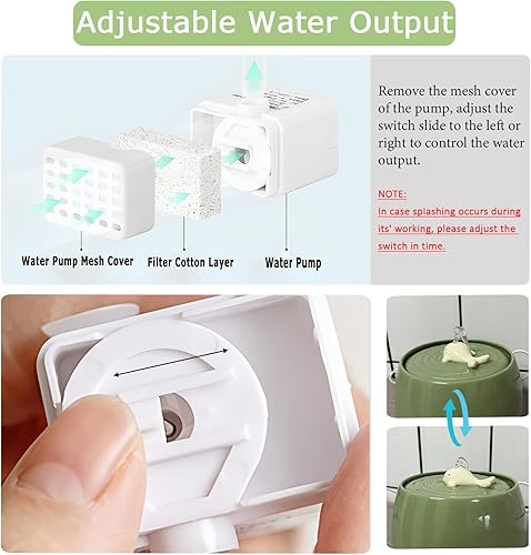 Miniatura 2 de Fuente de agua de cerámica para gatos, dispensador automático ultra silencioso de agua potable para mascotas para gatos en interiores con bonito
