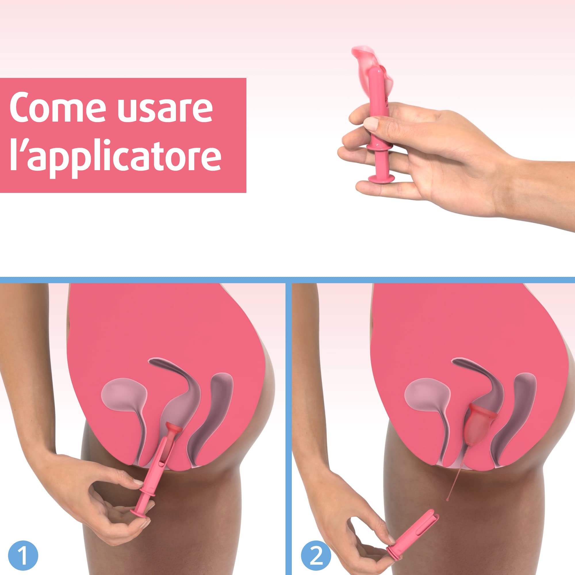 Enna Cycle "S" - APPLICATORE + 2 COPPETTA Mestruale + CONTENITORE per la STERILIZZAZIONE / FDA Approvata /3 TAGLIE / SILICONE di grado MEDICALE