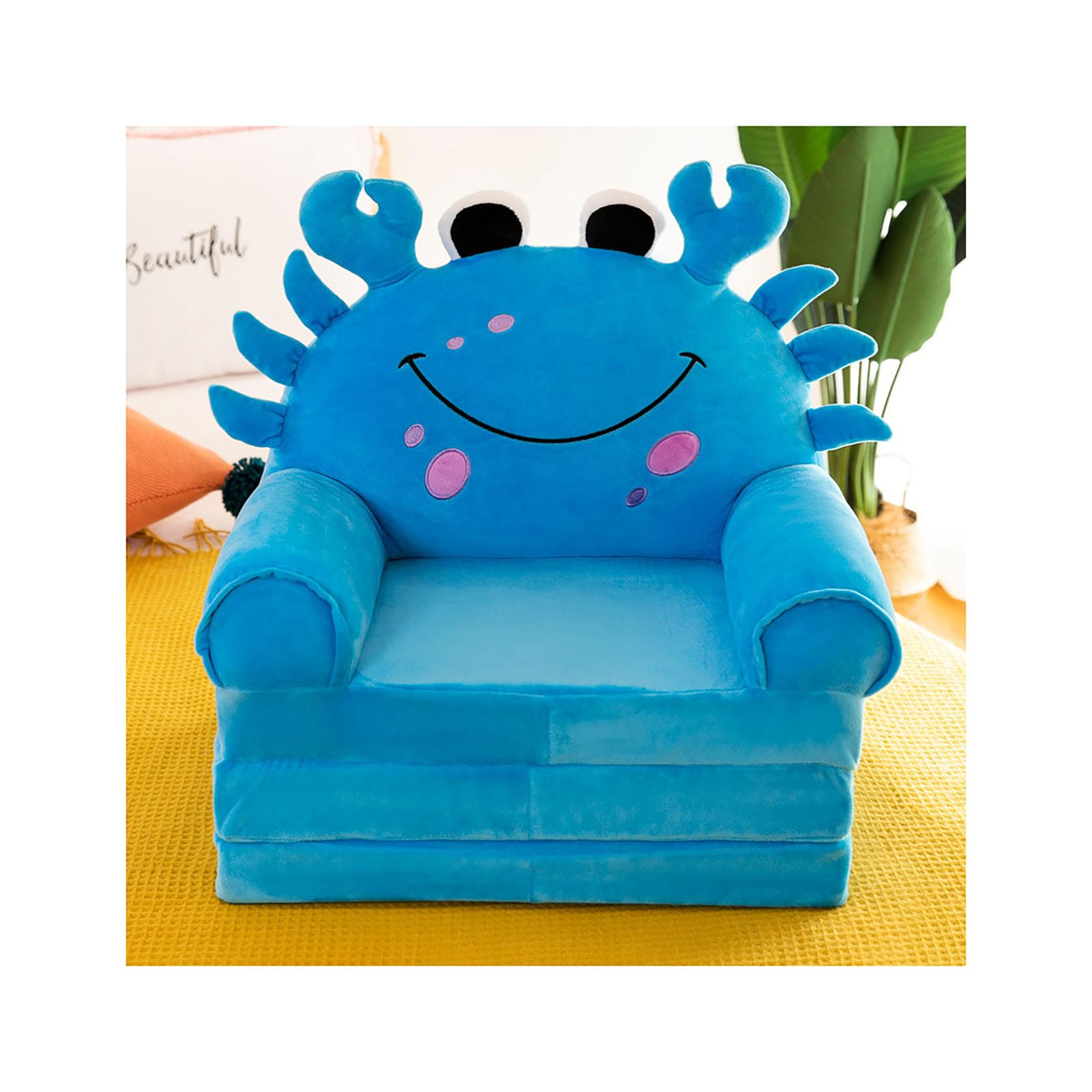 YUDIZWS Sofá Plegable para niños de Dibujos Animados, sofá para niños Plegable Forma de Felpa para niños Sofá Respaldo Sillón Cama tapizado 2 en 1 Asiento de sofá Abierto para bebés Bebés Niñas,I