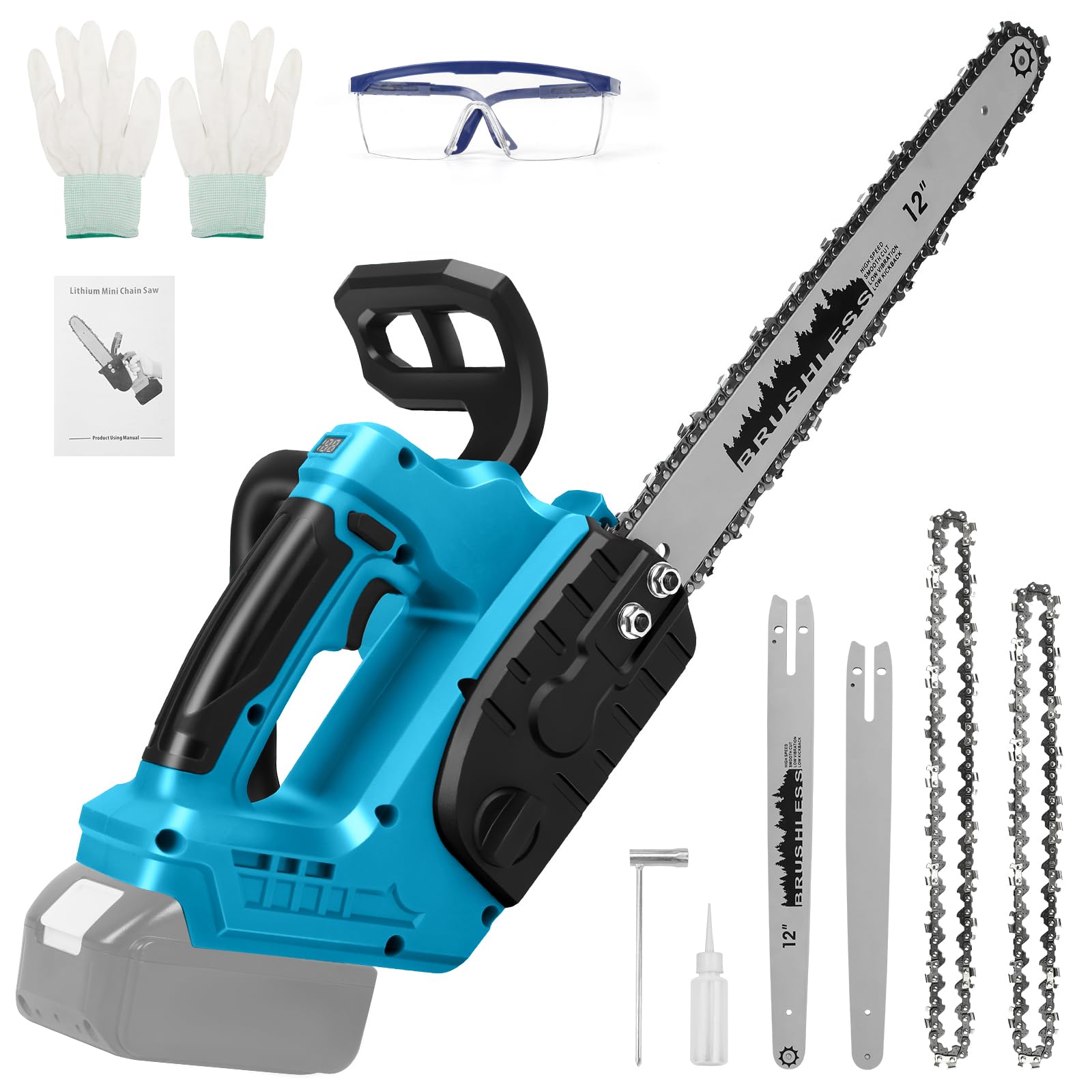 Tronçonneuse sans fil pour batterie Makita 18 V, 30,5 cm/25,4 cm, mini tronçonneuse 2 en 1 avec verrou de sécurité, tronçonneuse électrique portable de 1100 W pour la coupe du bois, la taille des