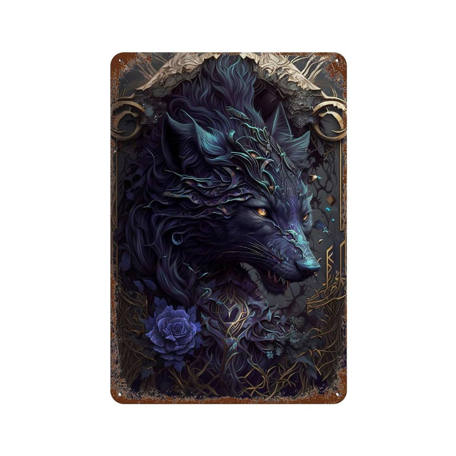 Wolf Retro Metal Sign 11.8"x7.9", Classic Wall Plaque for Basement, Hobby Room And Garage Decor