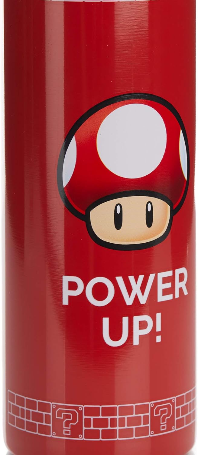 Paladone Super Mario Power Up Water Bottle - Spill & Leak Proof Lid Design - 500 ml