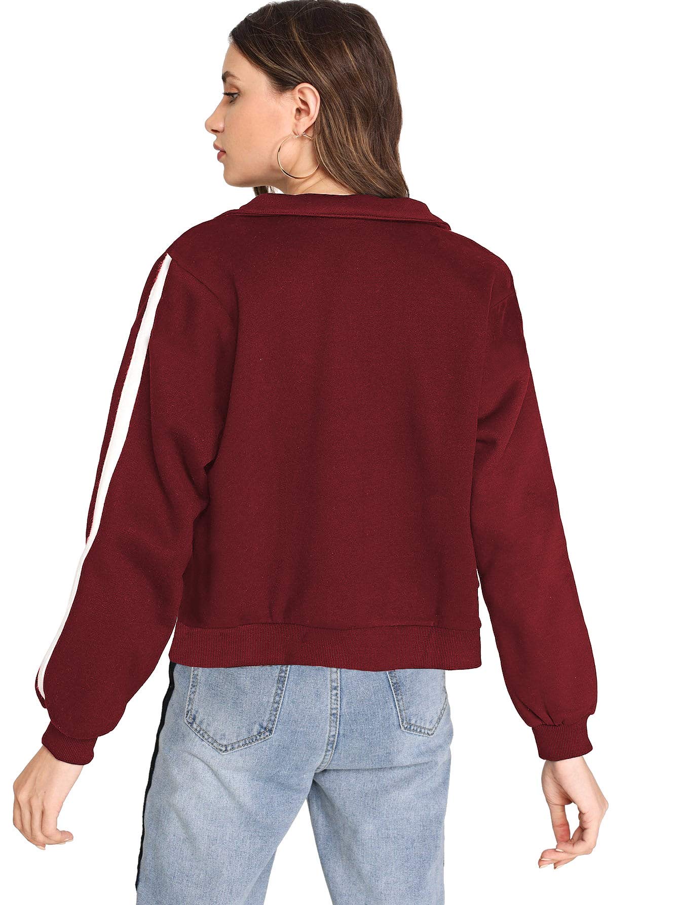 Fabricorn Sudadera elegante negra lisa para mujer (negro)