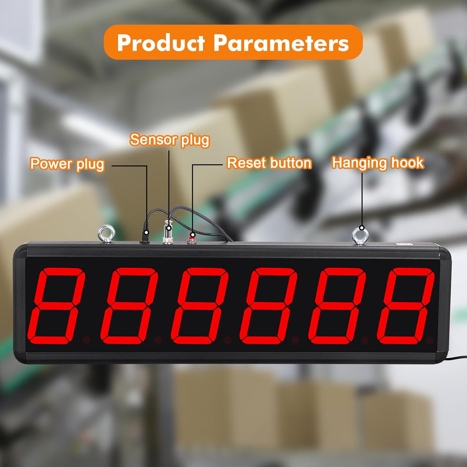 JIAWANSHUN Digital Counter Led Digital Counter Display Count Up to 999999 4in Large Digital Counter with Infrared Sensor Automatic Counting for Conveyor Belts 100-240V
