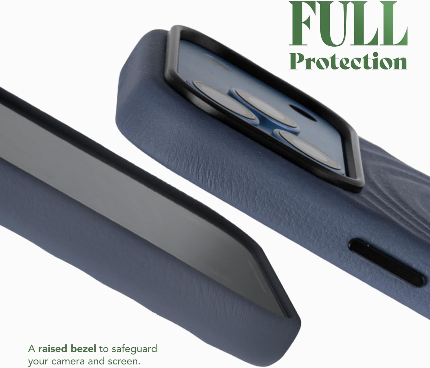 Luxe Wave Leather Case for iPhone 17 Pro Max | Premium North American Cowhide with Ripple Pattern | Compatible with Magsafe & Camera Control - Blue