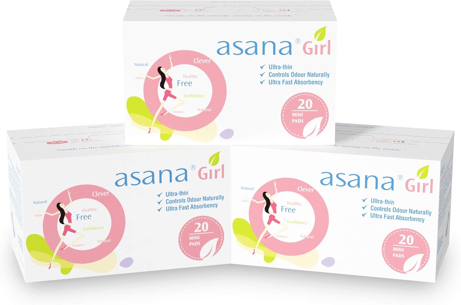 Asana Unscented Mini Sanitary Pads with Wings for Girls and Teens | Natural Ultra Thin Teen Pads | Small Sanitary Pads for Teen Girls | Chlorine Free Pads for Teens | 80 Sanitary Napkins : Health & Household