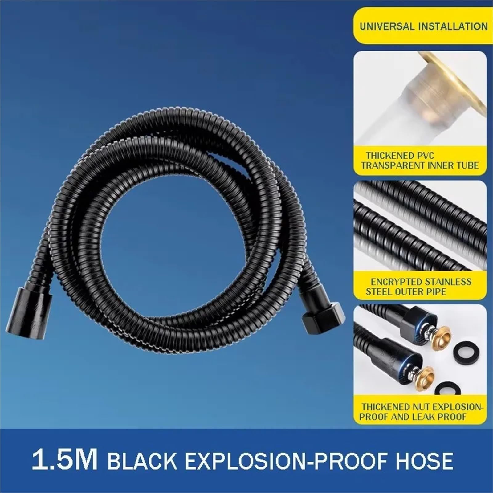 Manguera de ducha de repuesto, Manguera de ducha Flexible de PVC, varios tamaños, Multicolor, extensión de agua for baño, tubo de plomería, tubo de tracción(Sliver,3Meters)