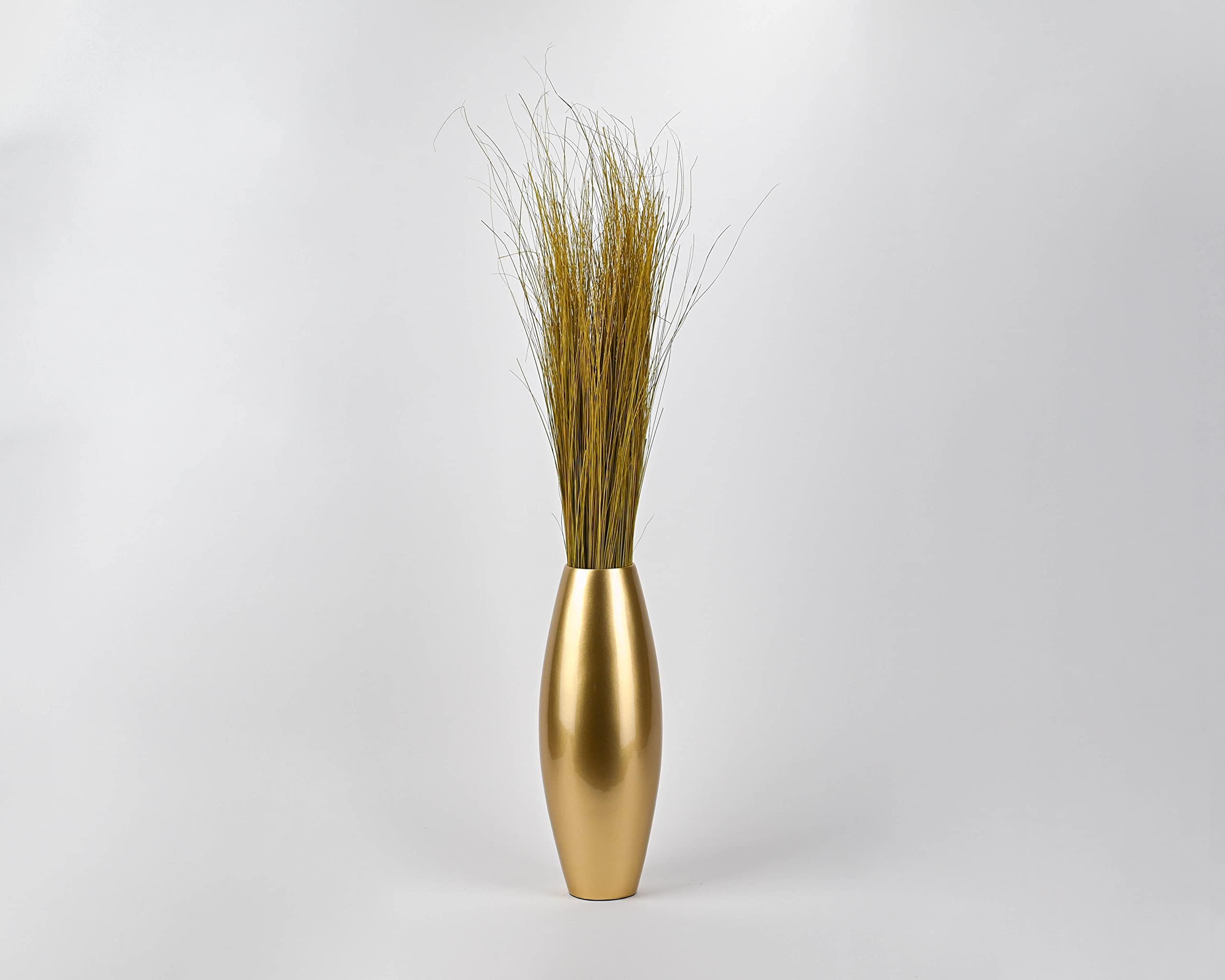 Small Bamboo Floor or Table Vase Handmade Vase for Dried Flowers, Gold