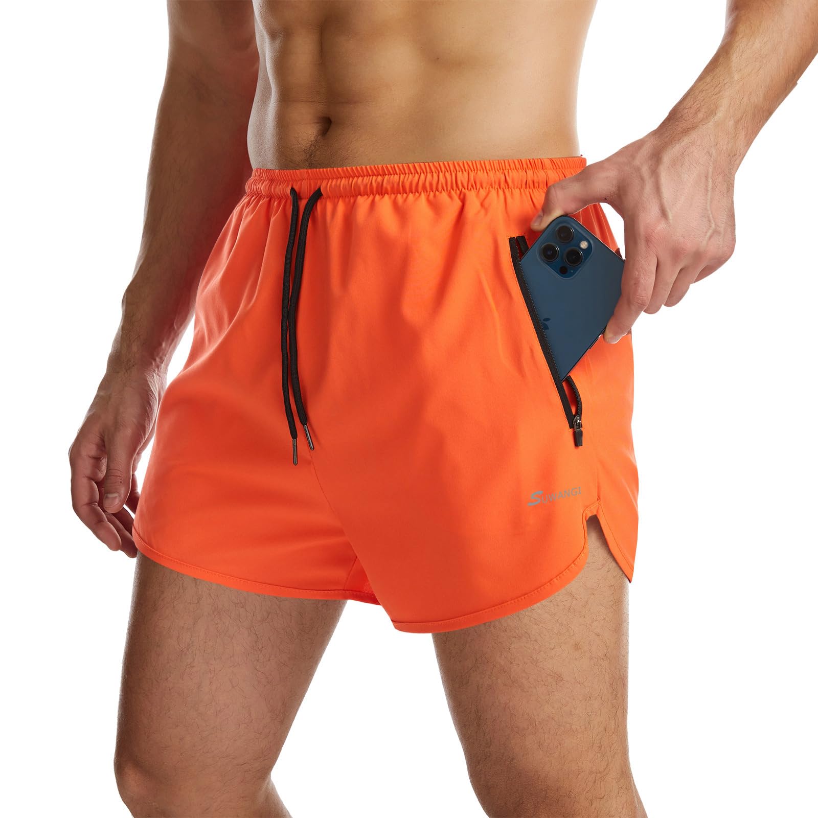 Suwangi Herren Sport Shorts Laufshorts Kurze Hose Schnell mit Innenslip Trocknend Sporthose mit Tasch