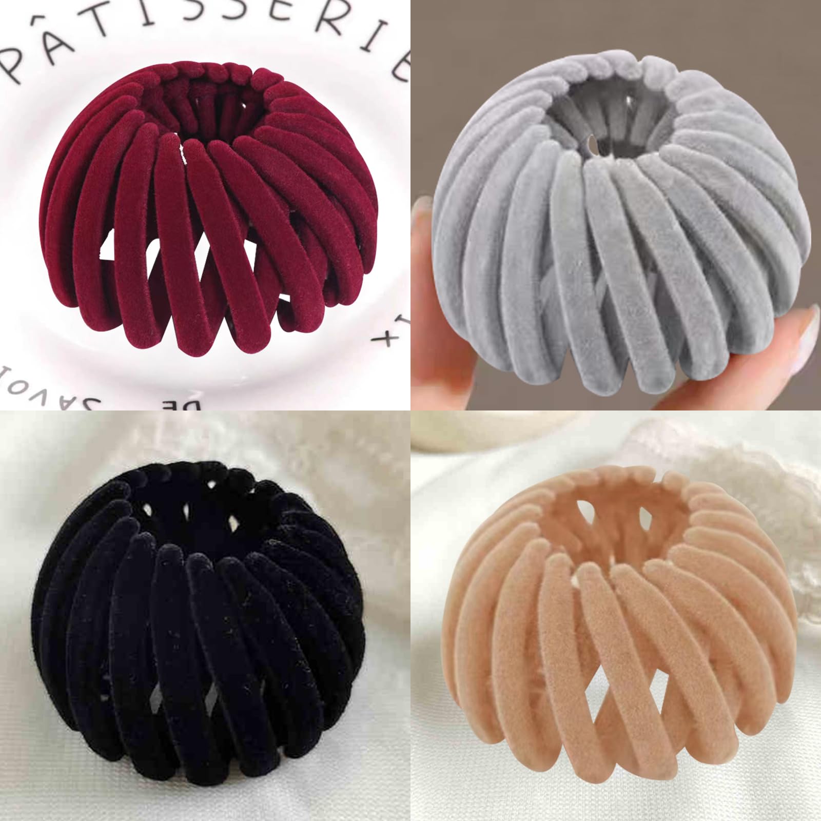 Bailinks 4 Pcs Hair Bun Tool Set, Expandable Geometric Hair Loops and Ponytail Holder Clips - Image 4