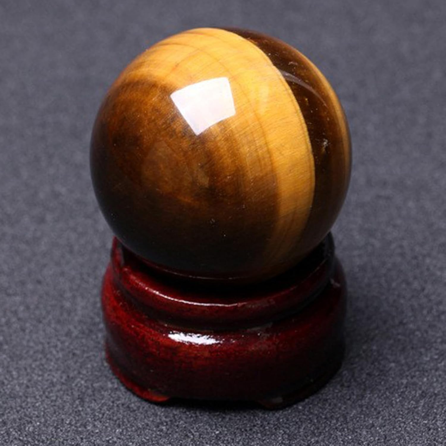 Home Decor Collectible Tiger's Eye Gemstone Sphere with Stand, Crystals Ball Divination Sphere for Feng Shui, 6cm/2.36in