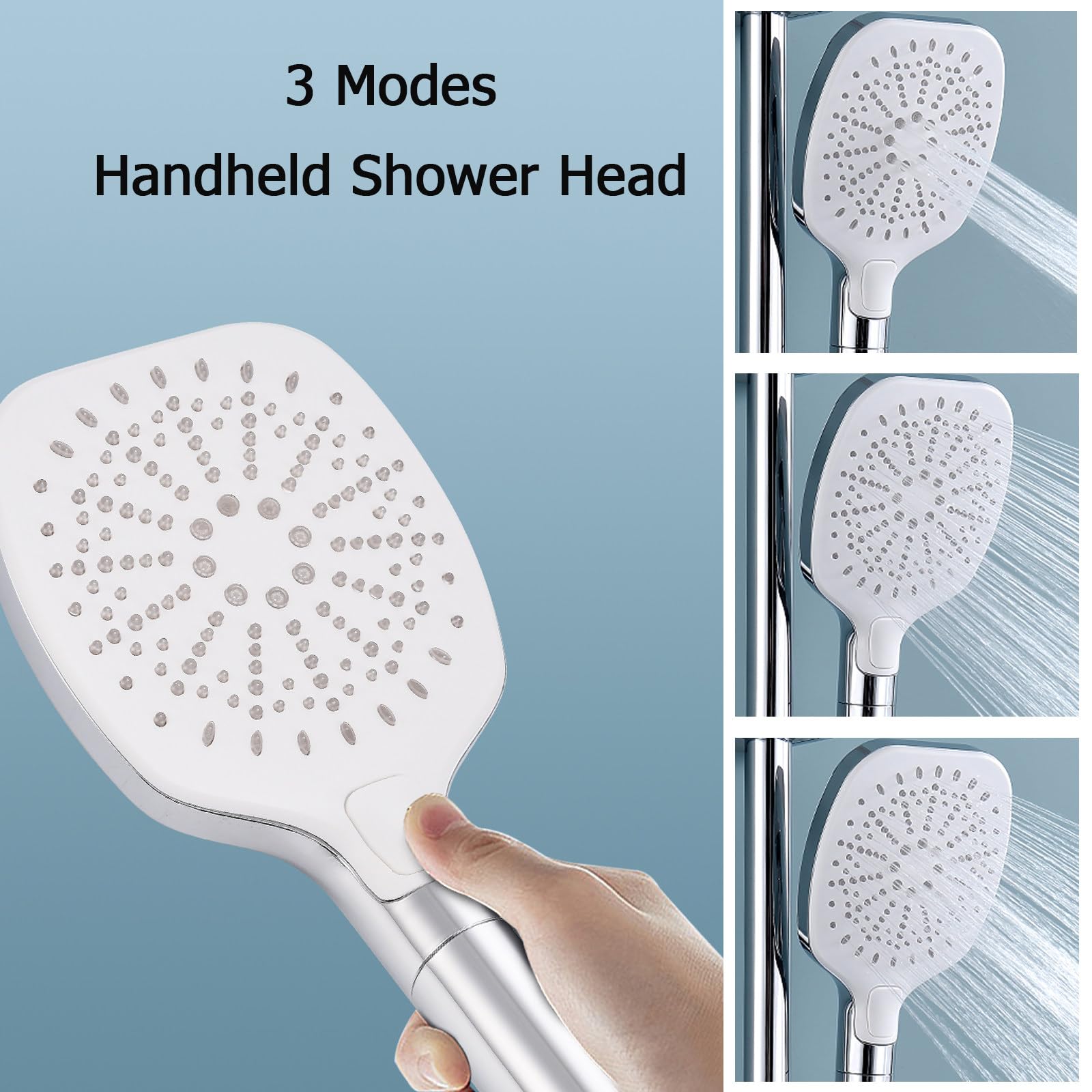 Sistema Doccia, Set Rubinetto Grigio, 4 funzioni, Kit di Montaggio a Parete con soffione Portatile a 3 modalità, doccetta per Bidet a Pioggia