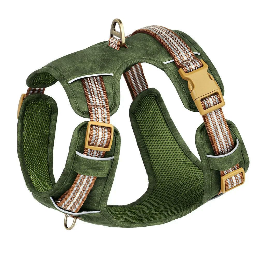 LYVQZPWLRPerros con herramientas, Arnés impermeable de PU for perros, arnés de nailon transpirable, chaleco de entrenamiento for mascotas con tira reflectante for perros pequeños y grandes.(Green,Medi