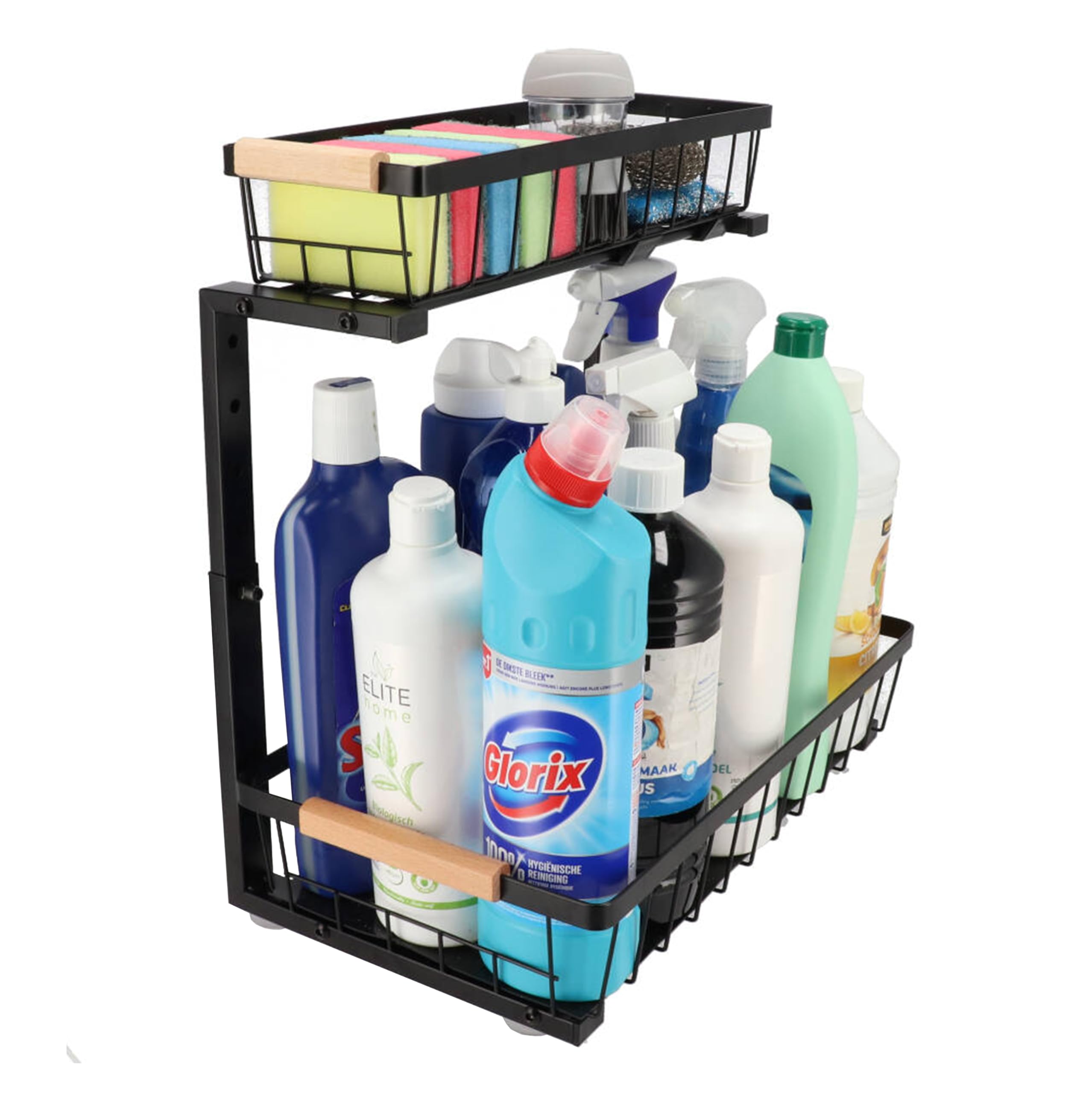 Etagere rangement sous evier cuisine noir taille M - Organisateur sous évier - Meuble sous evier cuisine