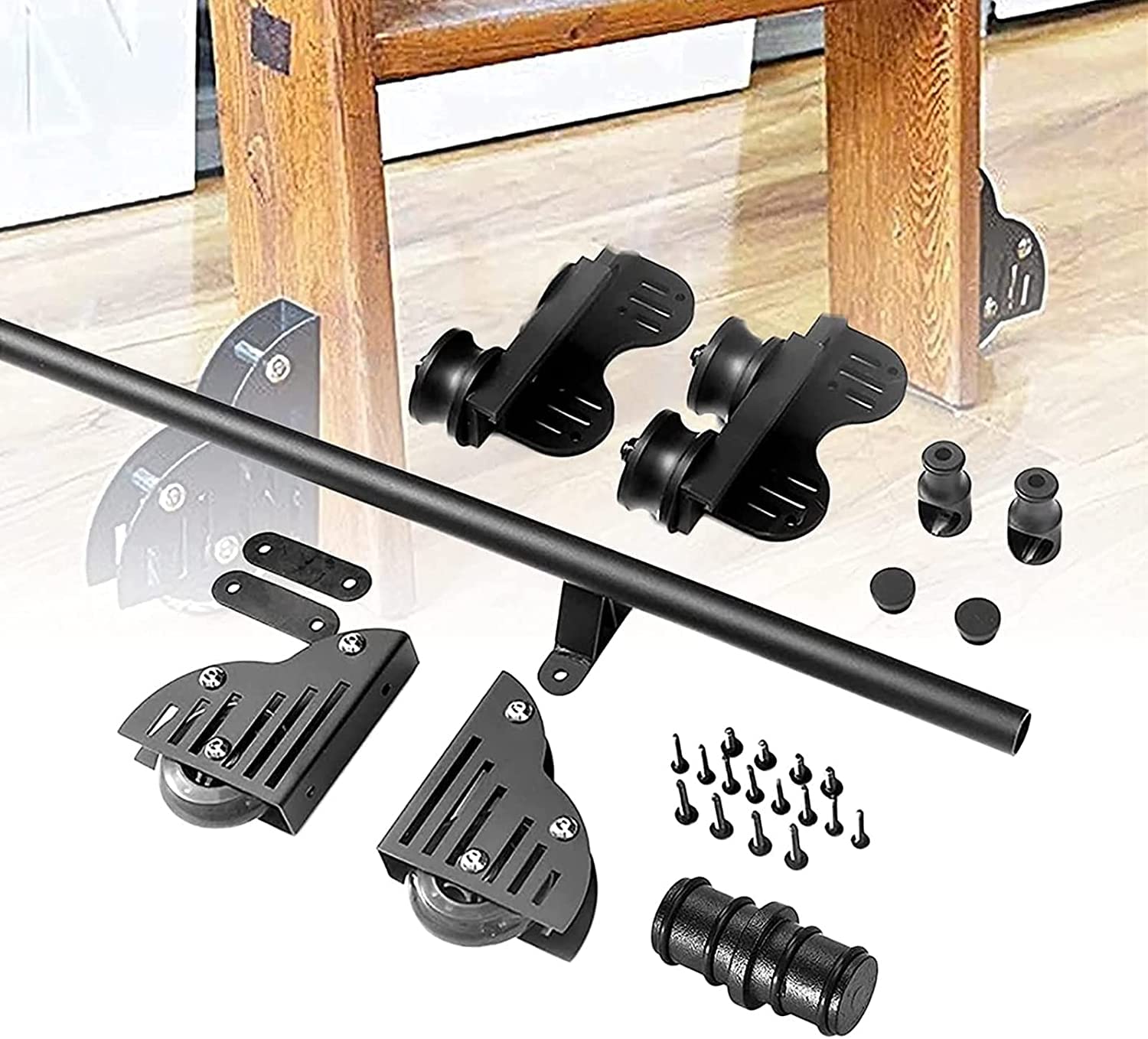 Kit de quincaillerie échelle coulissante pour aménager une bibliothèque de salon