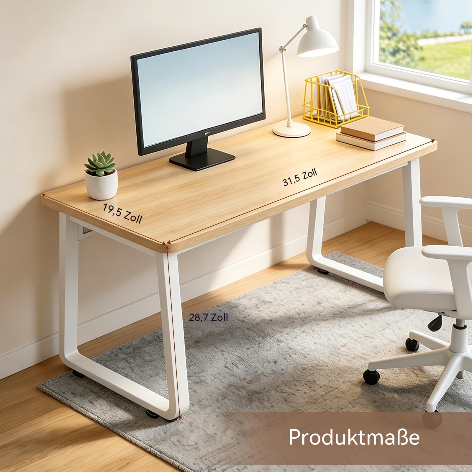 Computer Schreibtisch für Studenten und Homeoffice, PC Tisch für Arbeiten und Lernen, praktischer Bürotisch für Schlafzimmer und Wohnzimmer