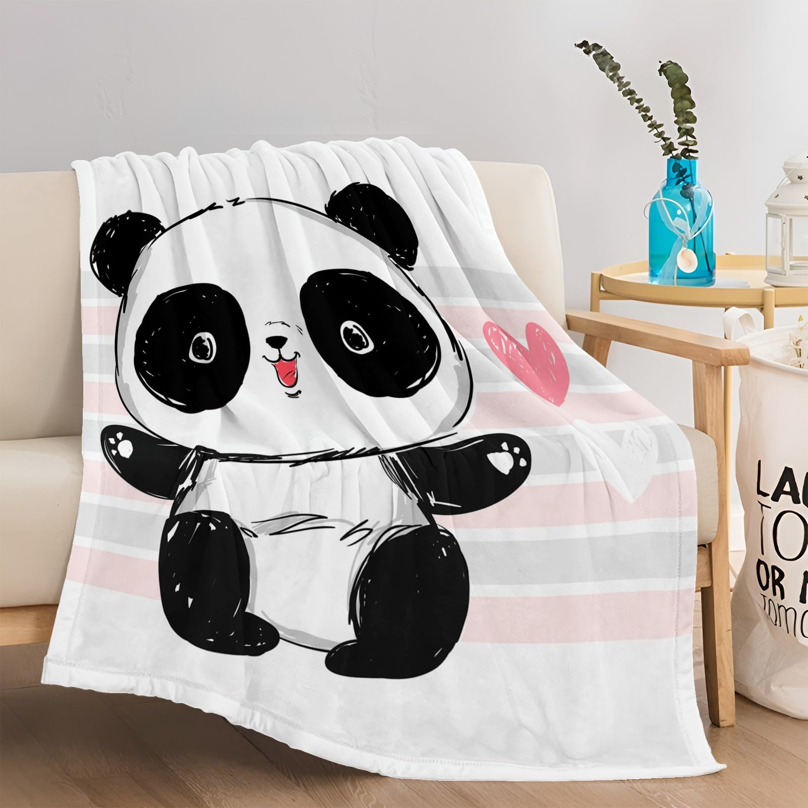 Plaid Couverture Extra Doux Panda De Dessin Animé 180x200 cm Couvre-lit Multi-usages Canapé, Plaid pour lit, Couverture Foulard Doux et Chaude Plaid Canapé Flanelle