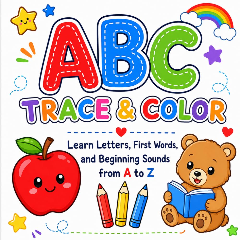 ABC Trace & Color: Learn Letters, First Words, and Beginning Sounds from A to Z