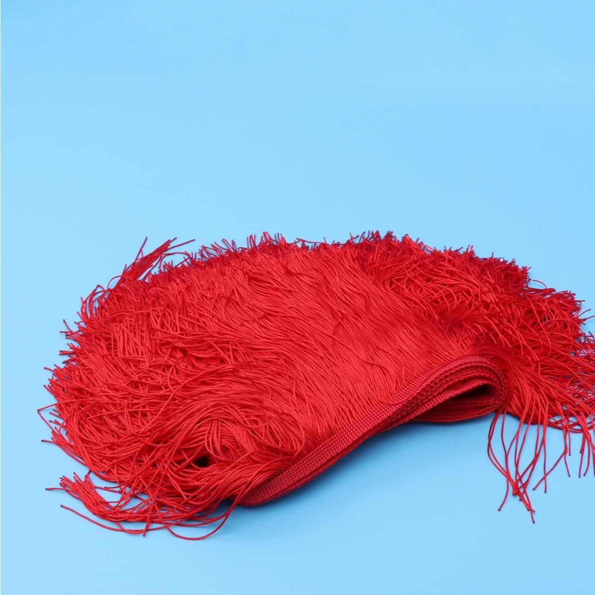 Fringe Trim Tassel for Latin Gown, 15cm Wide Red Polyester Yarn