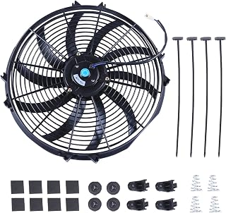 16" Electric Radiator Cooling Fan Mounting Kit, 12V Cooling Radiator Fan with 120W 1000 CFM Slim High Performance Universal (Black)