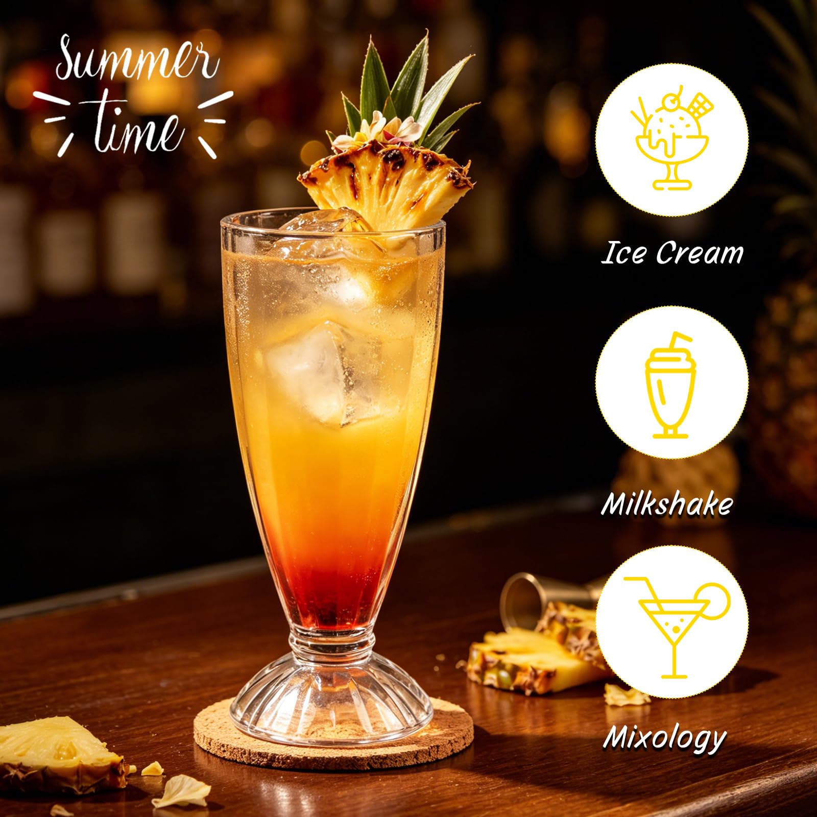 Set di 4 Bicchieri da Dessert in Vetro Gelato, 350 ml, Tazza Vetro Trasparente,Coppette Adatto per Gelati, Frappè, Dessert, Granite e Macedonie di Frutta (350ML)