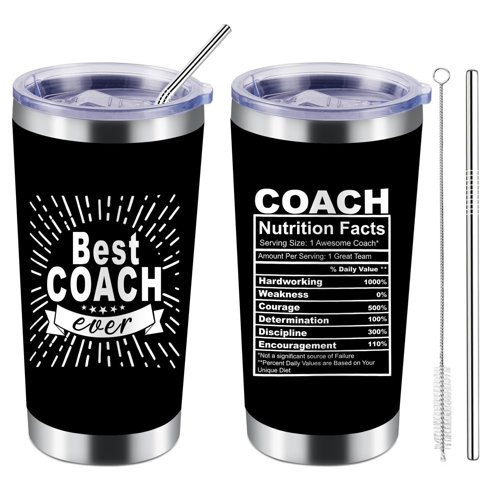 WFSJRED Coach Gifts 20 oz Insulated Tumblers with Lid & Straw | Stainless Steel Travel Coffee Wine Tumbler Mug (Best COACH Tumbler)