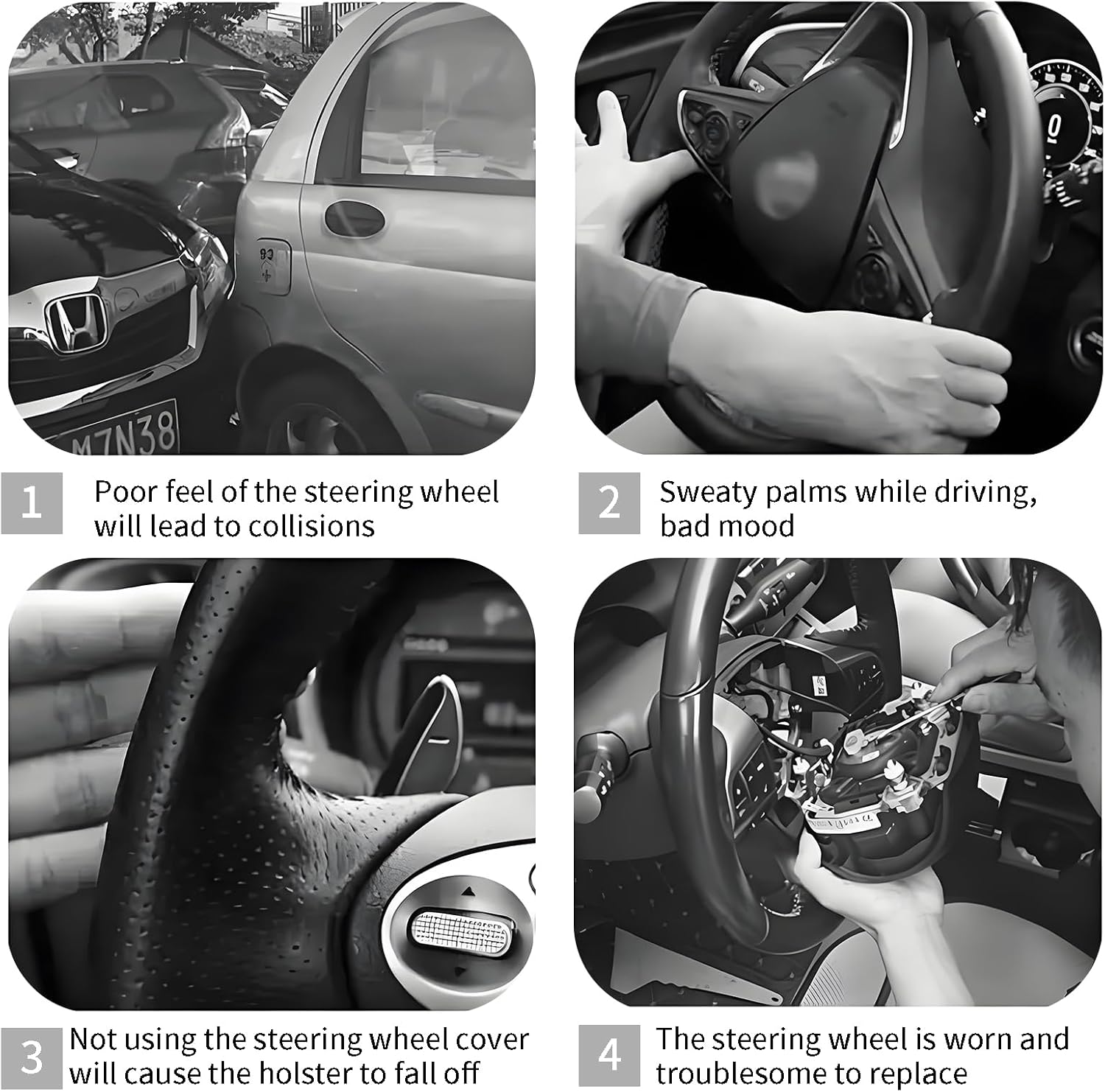 Steering Wheel Covers for Car, Truck, and SUV, Cute Non-Slip Breathable Elastic Steering Wheel, Car Accessories, Universal 15 Inch Leather Cover for Men Women Black Leopard Print - Image 5