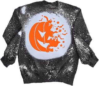 YuzRong Women Tops and Blouses Women Casual Halloween Print Shirt Sweatshirt Round Neck Soft Pullover Long Sleeve Top Quick Drying Walking Travelling Wear