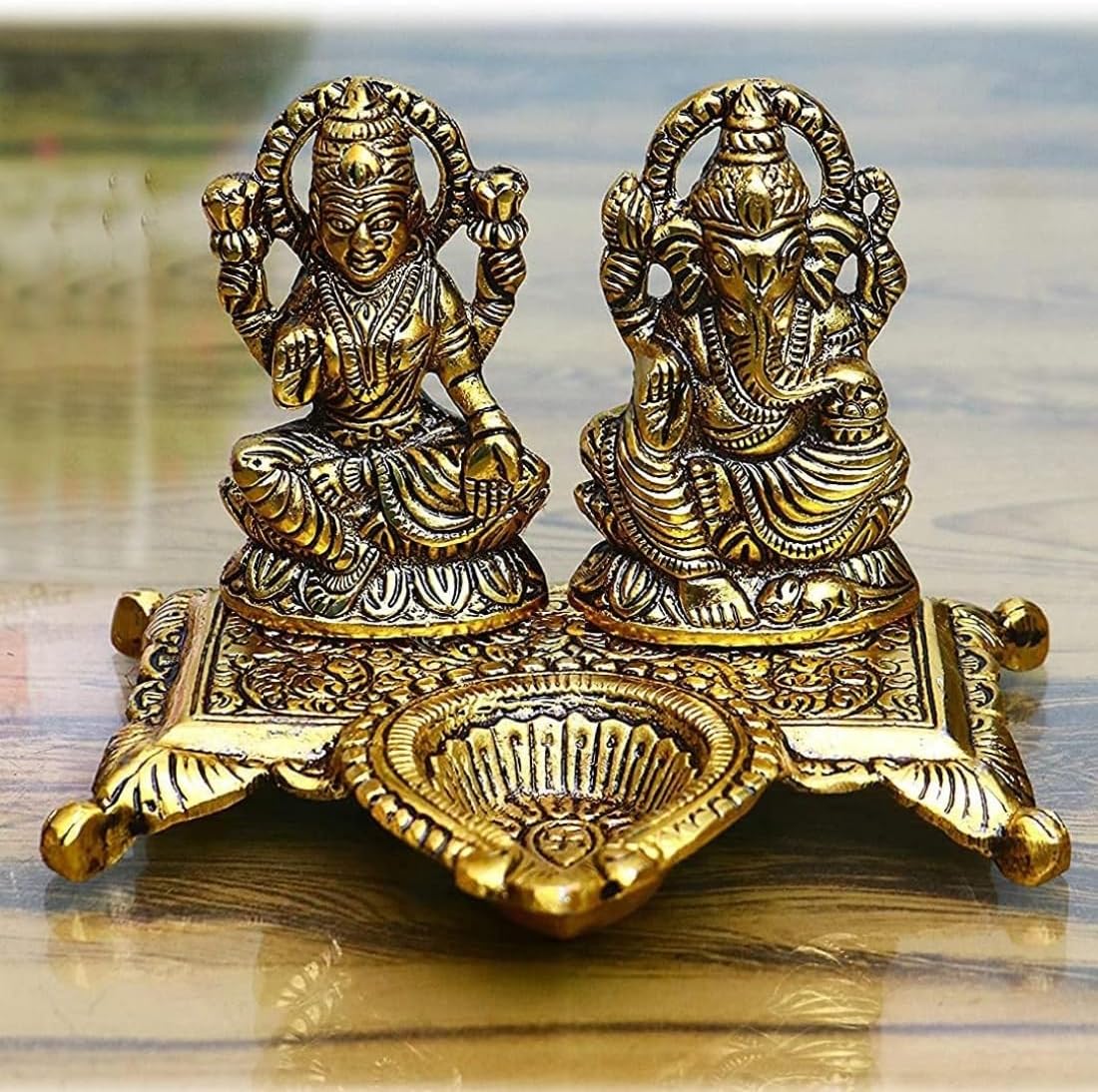 Wonder Care Lakshmi ganesh decorations for home Metal laxmi ganesh statue for Diwali Decorations for home & office laxmi ganesh puja Decoration | Ganesh Idol for Car | Home Decor return diwali gifts