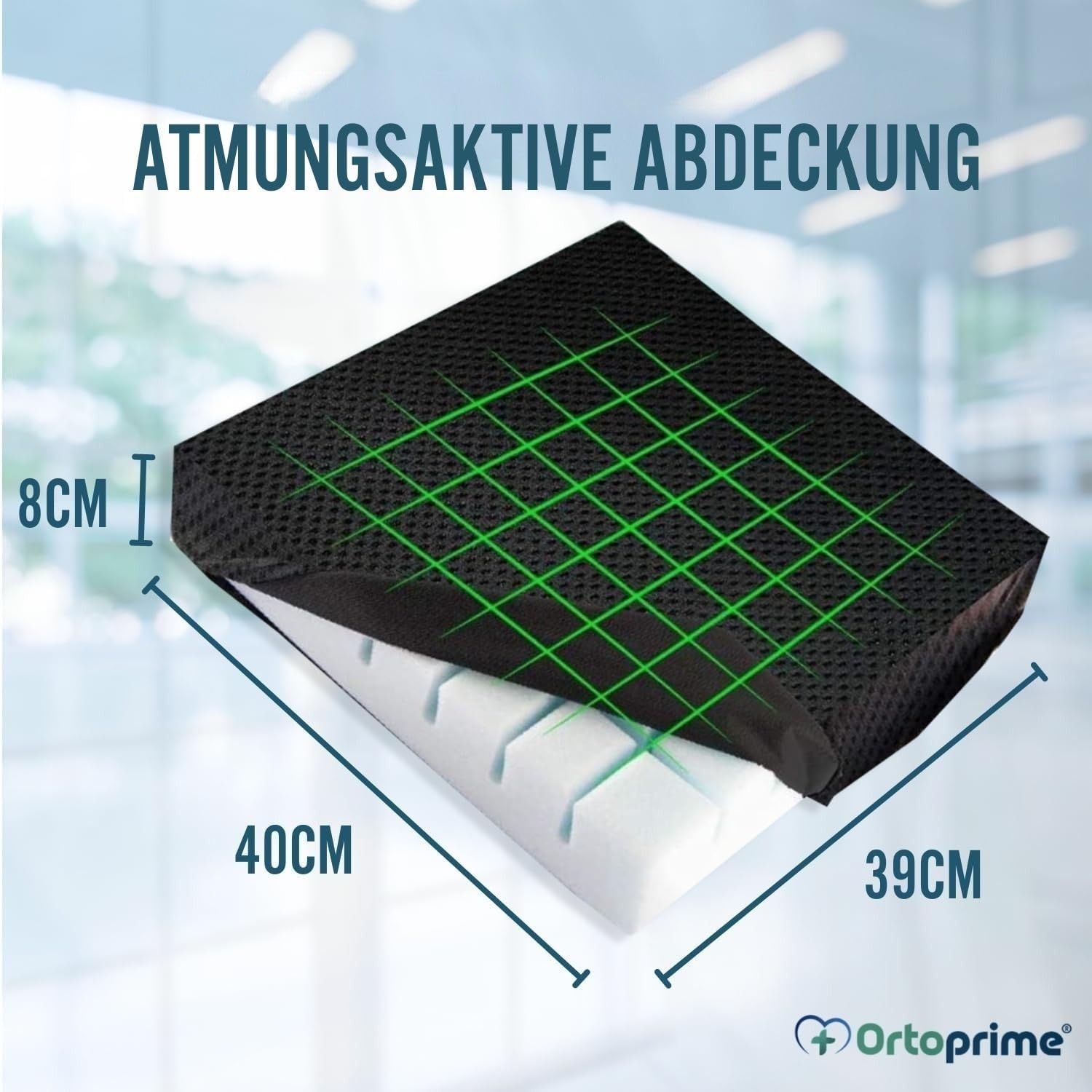 OrtoPrime Dekubitus Orthopädisches Entlastungskissen aus 3D-Schaumstoff mit Kanalsystem Komfort - Prävention Dekubitus Sitzkissen und Druckentlastung - Rollstuhl Sitzkissen Büro Telearbeit & Zuhause