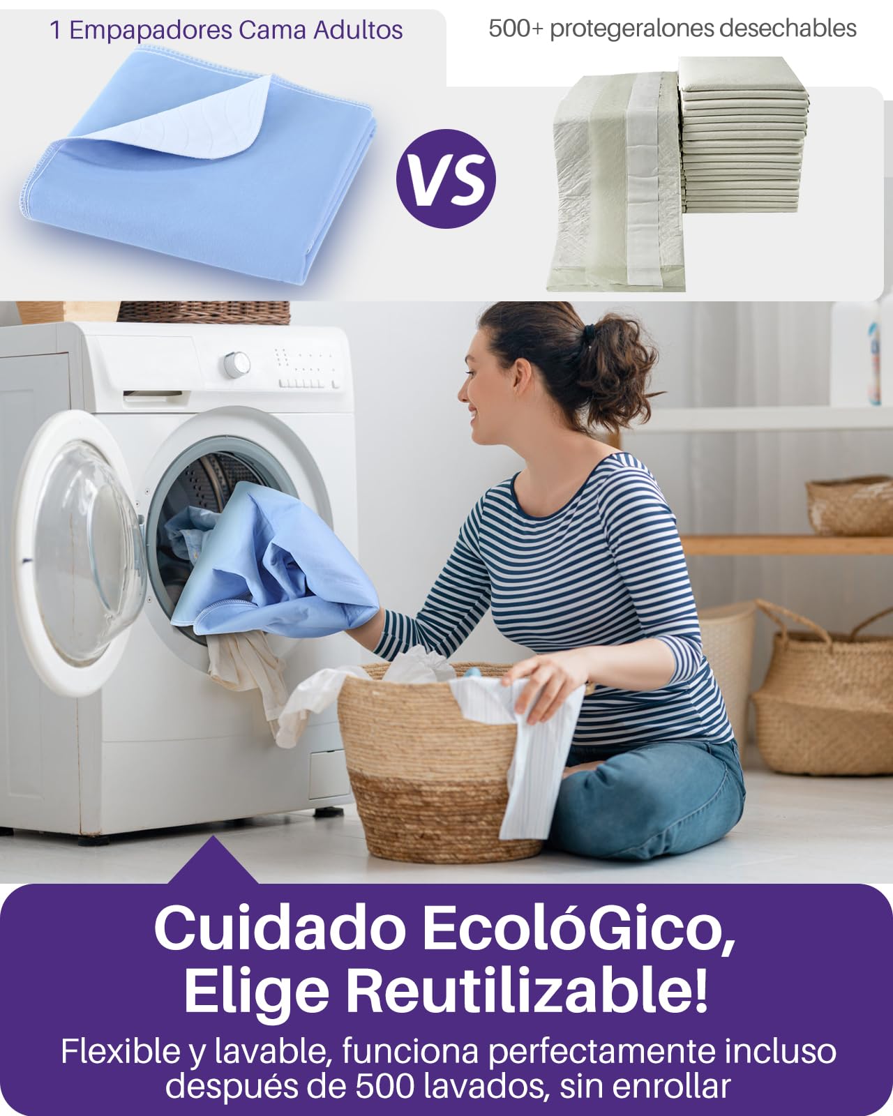 Kekoy Empapadores Cama Adultos Lavables, Empapadores Lavables (Reutilizable): Funciona como Compresas Incontinencia, Colchón Entrenamiento Baño – para Ancianos, Adulto | 4 Unidades, 86x91 cm