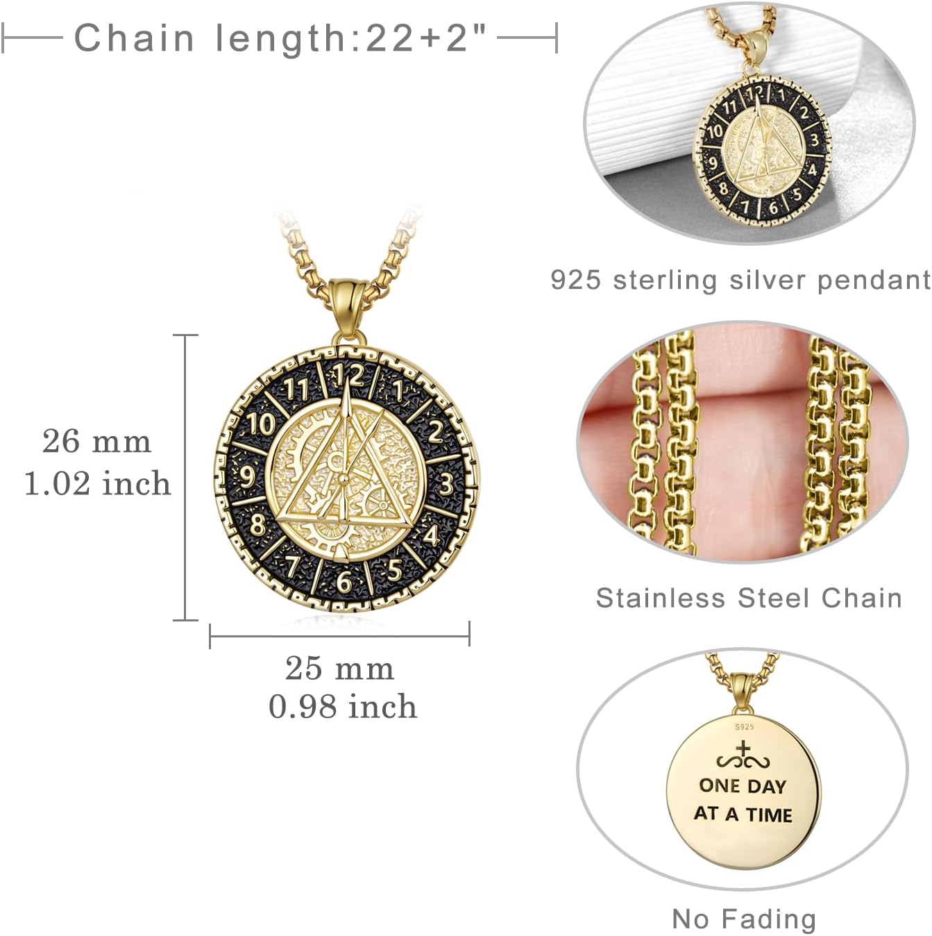 Sobriety Gifts for Men 925 Sterling Silver Sobriety Necklace AA Necklace Alcoholics Anonymous Jewelry Gifts for Men Women - Image 4