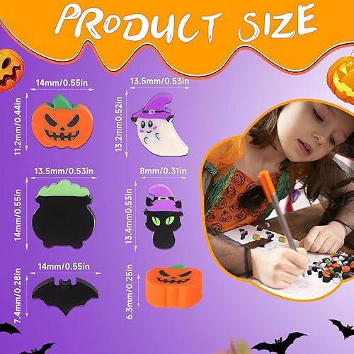 Miniatura 2 de JUNEBRUSHS 150 piezas de mini borradores de Halloween para niños, lindos borradores pequeños a granel para niños, dulce o truco, regalos de fiesta