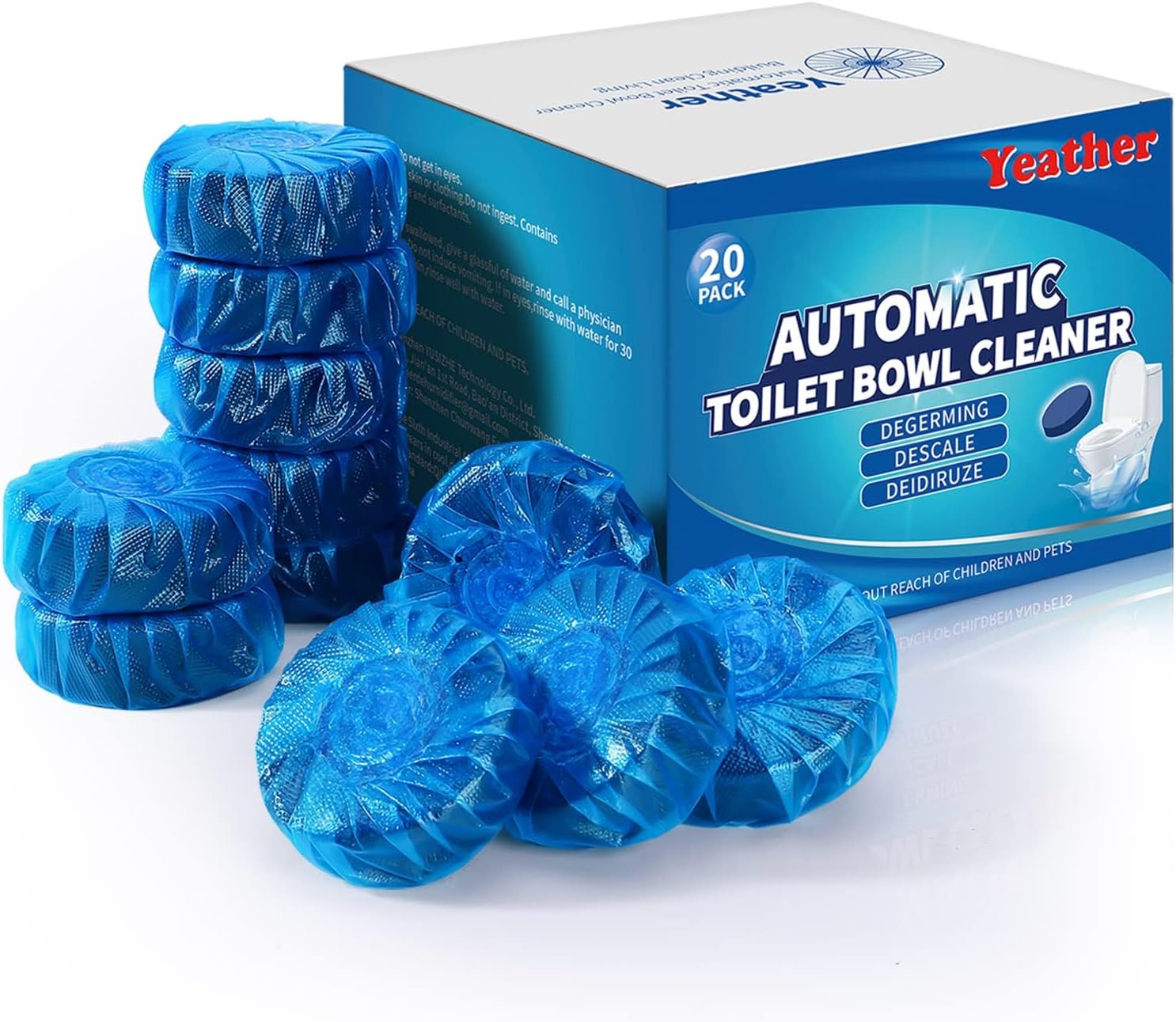 Yeather 20 Pack Household Automatic Toilet Bowl Cleaner Tablets