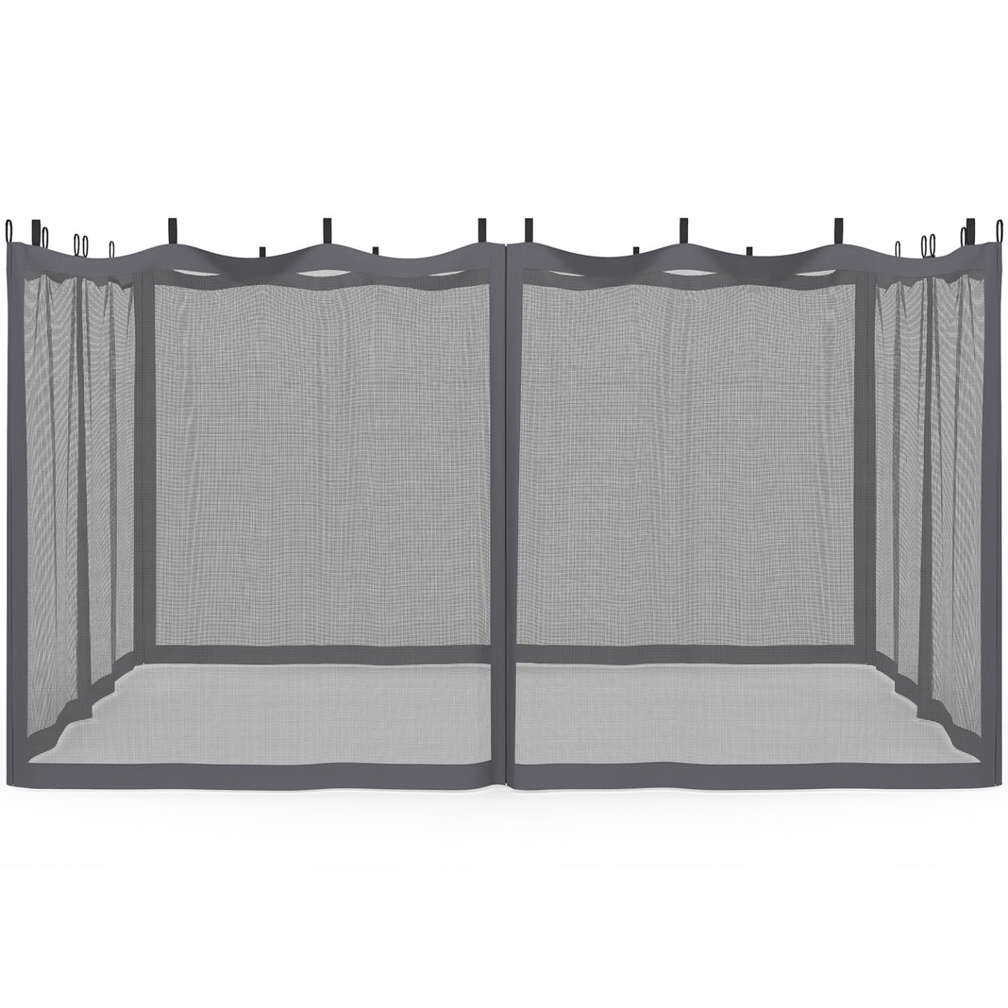 IDMarket - Set di 4 zanzariere 3x4 Grigie con Cerniera per pergola + Ganci