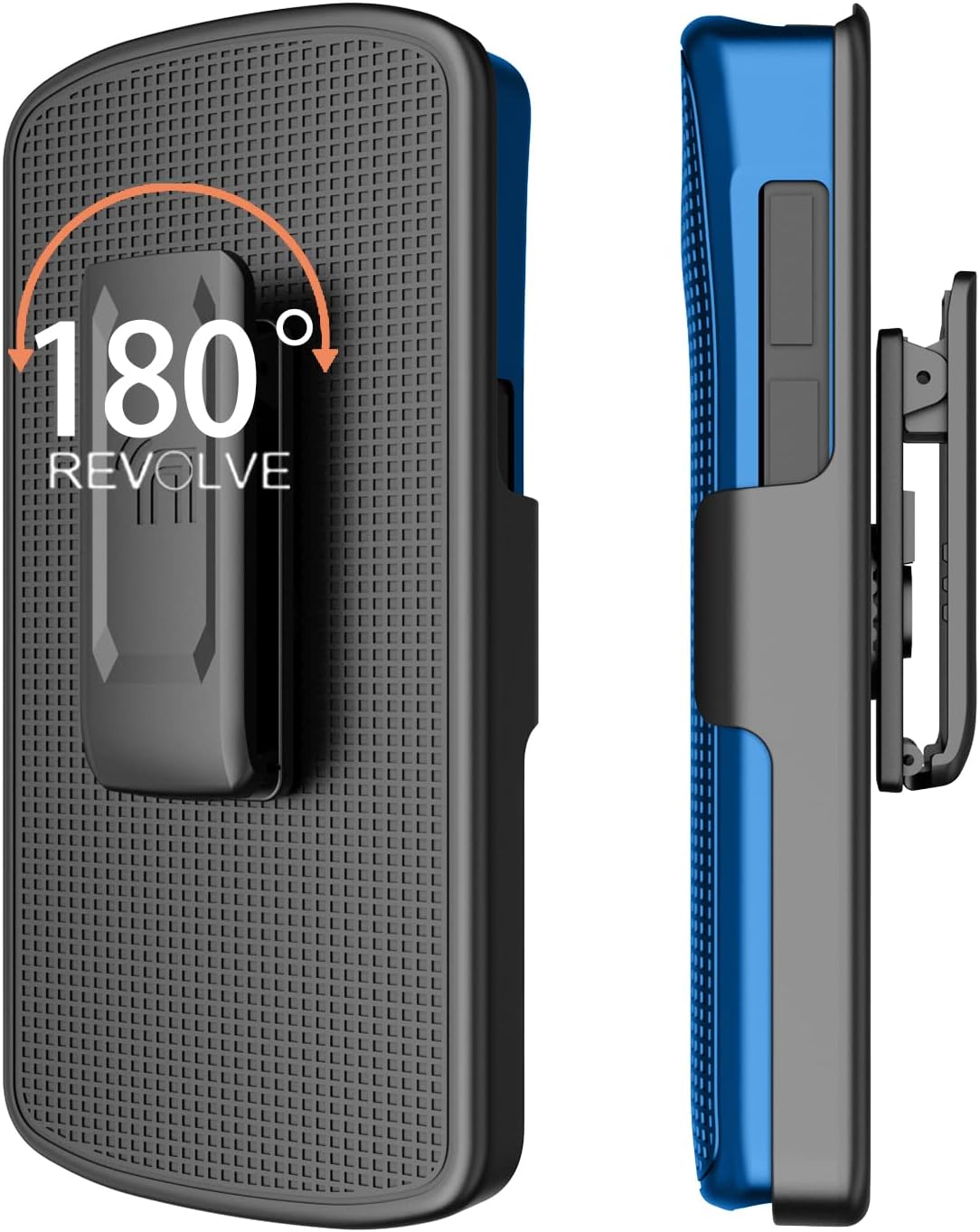 Case with Clip for Zebra TC53 TC58 Mobile Computer Scanner, Nakedcellphone Slim Hard Shell Cover with Kickstand and [Rotating/Ratchet] Belt Hip Holster Combo - Cobalt Blue