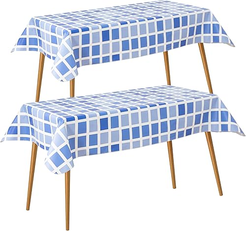 Vista 198 de FIFTY FEET Mantel rectangular de 70 x 52 pulgadas, mantel de vinilo con respaldo de franela para mesas rectangulares impermeable, cubierta de mesa