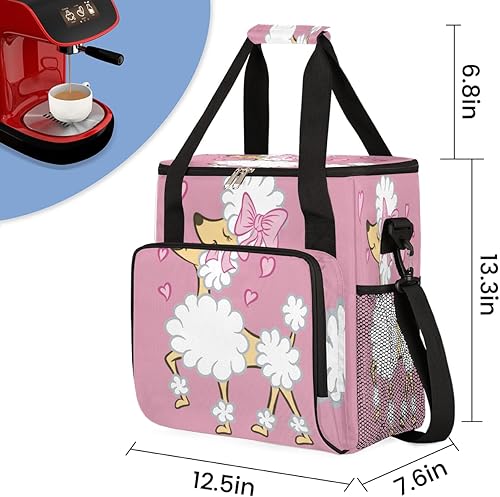 Miniatura 2 de Bonita cafetera para perros y cachorros, bolsa de transporte kawaii rosa, compatible con Keurig K-Mini o K-Mini Plus, portátil, de una sola porción,