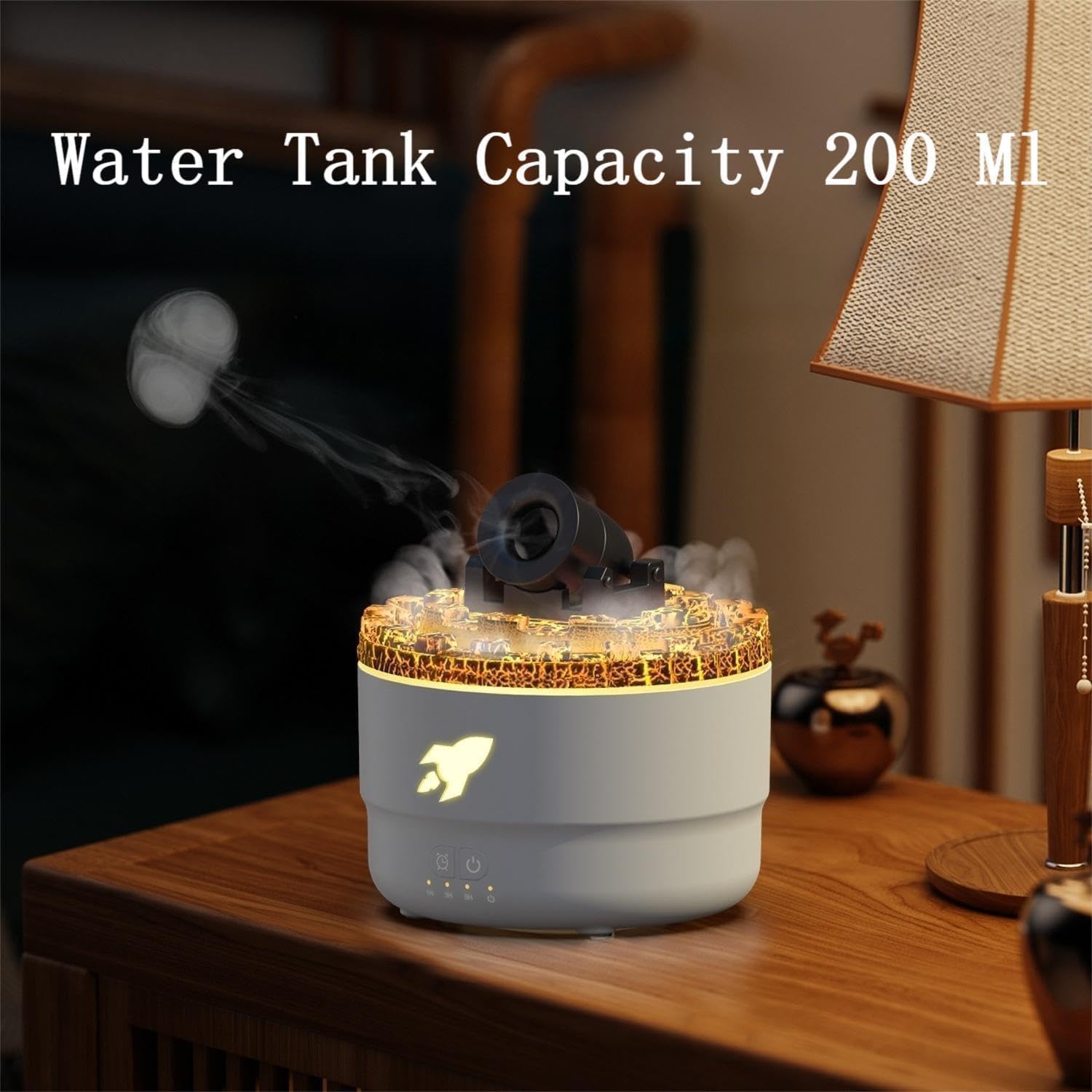 Cannon Blast Aroma Humidifier, Turret Aromatherapy Diffusore Silenzioso, LED per Camera da Letto, Spegnimento Automatico Senz'acqua per Casa, Ufficio (Nero)