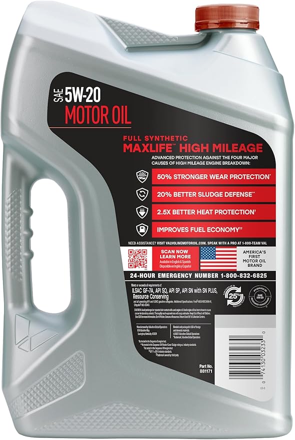 Valvoline MaxLife High Mileage Synthetic 5W-20 Aceite Motor 5 Quart miniatura 2